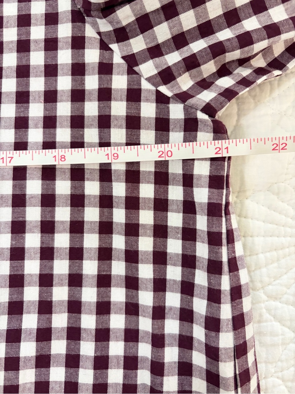 NWT SZ S/M Holly Shae Burgundy Gingham Button-Down Blouse with Ruffle Collar - - Picture 4 of 7